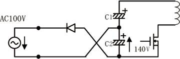 Fig.3 Circuit loop when input voltage is negative