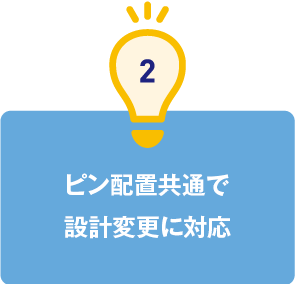 2.ピン配置共通で設計変更に対応