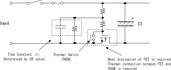 Fig.4 Example of inrush current limiting circuit for DC-DC converter