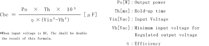 3．Calculation formula of required capacitance for hold-up time