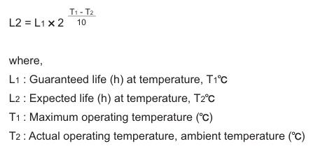 (3) Operating temperature and Life expectancy